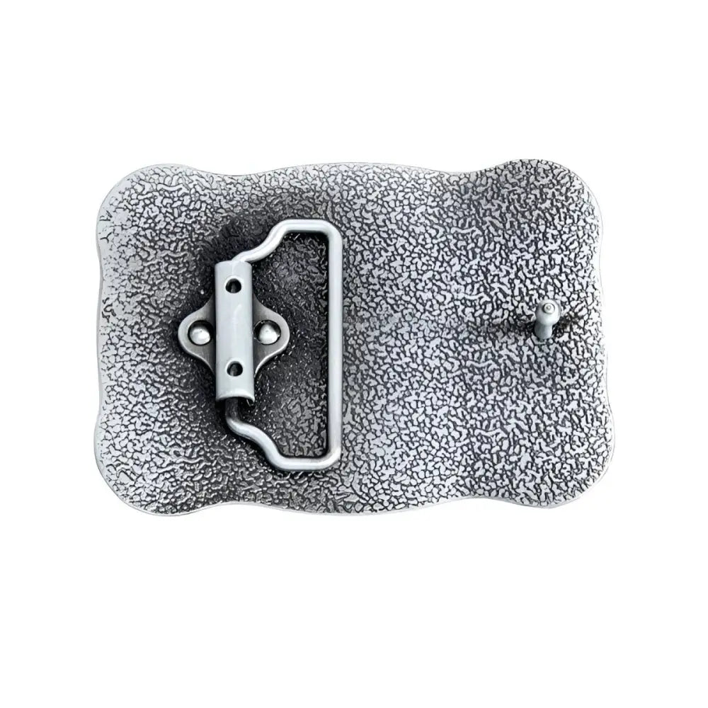 Textured metal belt buckle back for Silver Textured Cowboy Up Belt Buckle product