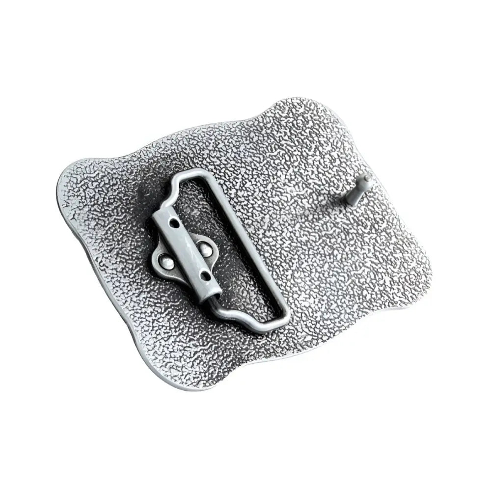 Textured metal belt buckle back for Silver Textured Cowboy Up Belt Buckle product