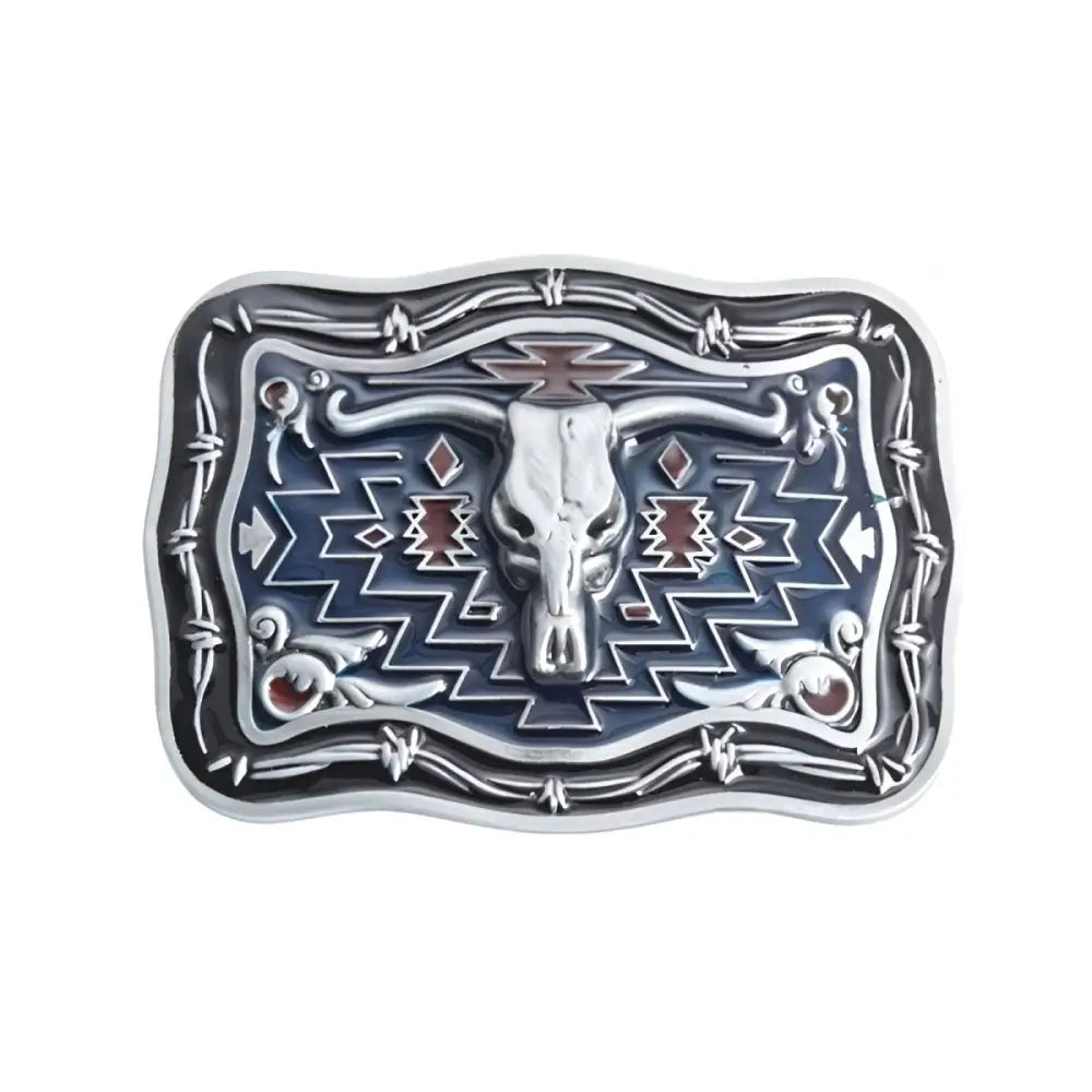 Western belt buckle with bull skull for wild west style, belt buckle elwood accessory