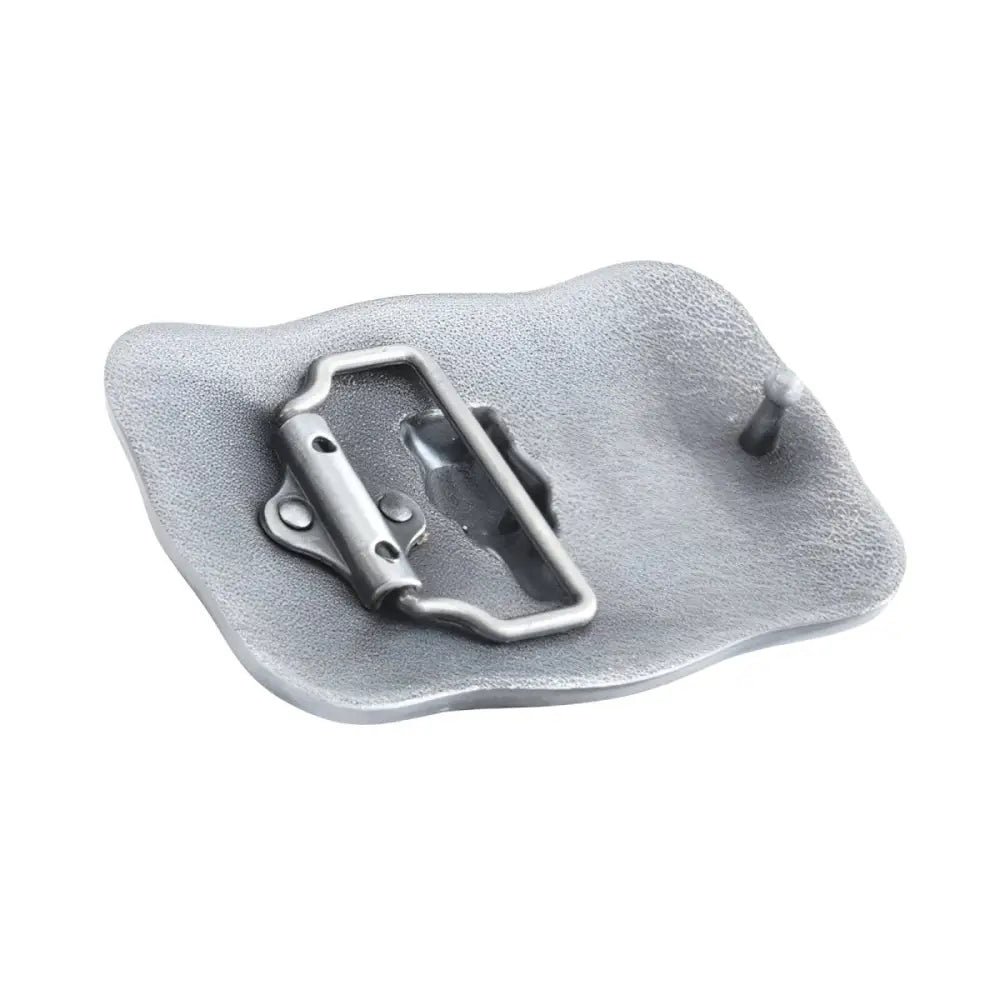 Silver belt buckle back featuring wild west design for Western Belt Buckle with Bull Skull
