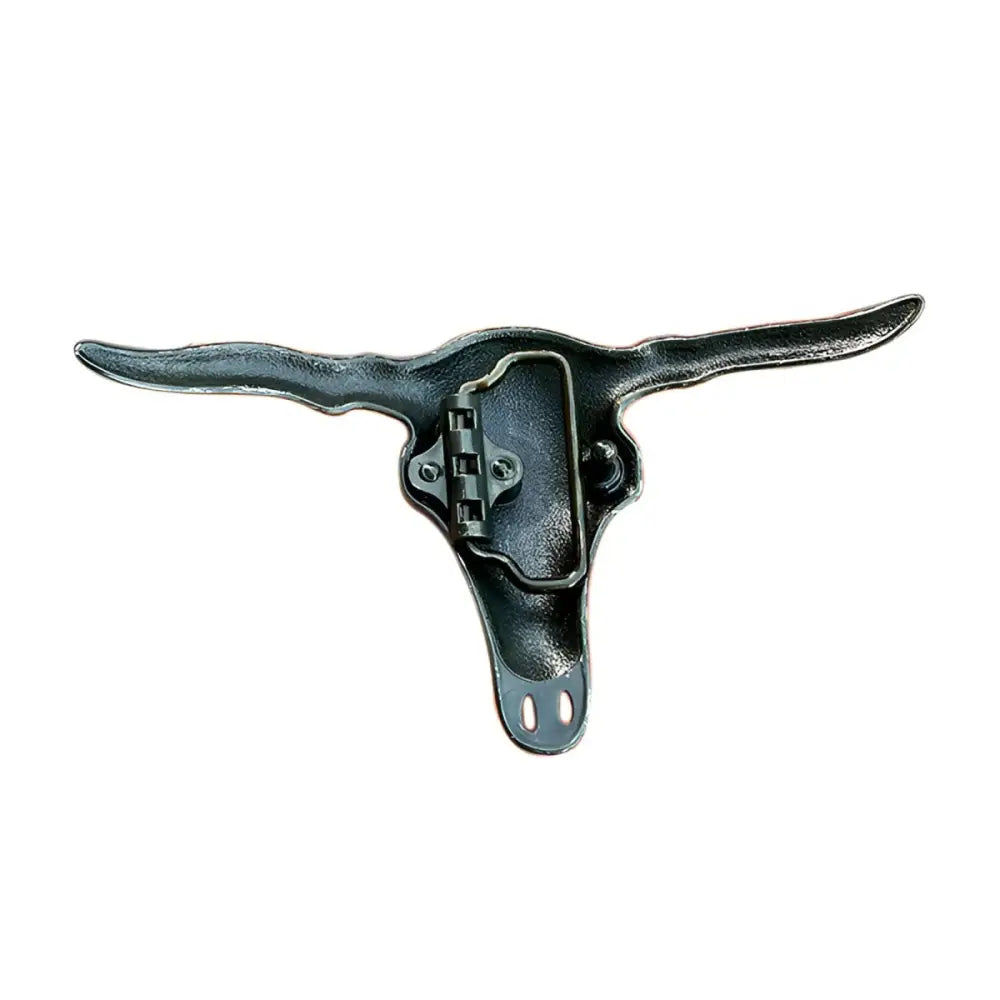 Golden and silver steer skull belt buckle with etched designs for Stanley Model collection