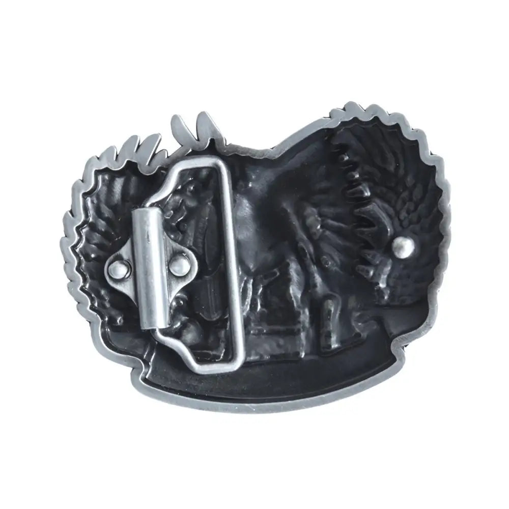 Native American silver belt buckle featuring Buffalo design for authentic Western style