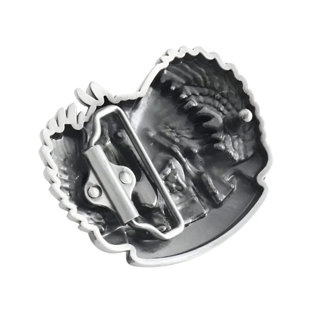 Native American silver Sitting Bull belt buckle with Buffalo design, authentic craftsmanship