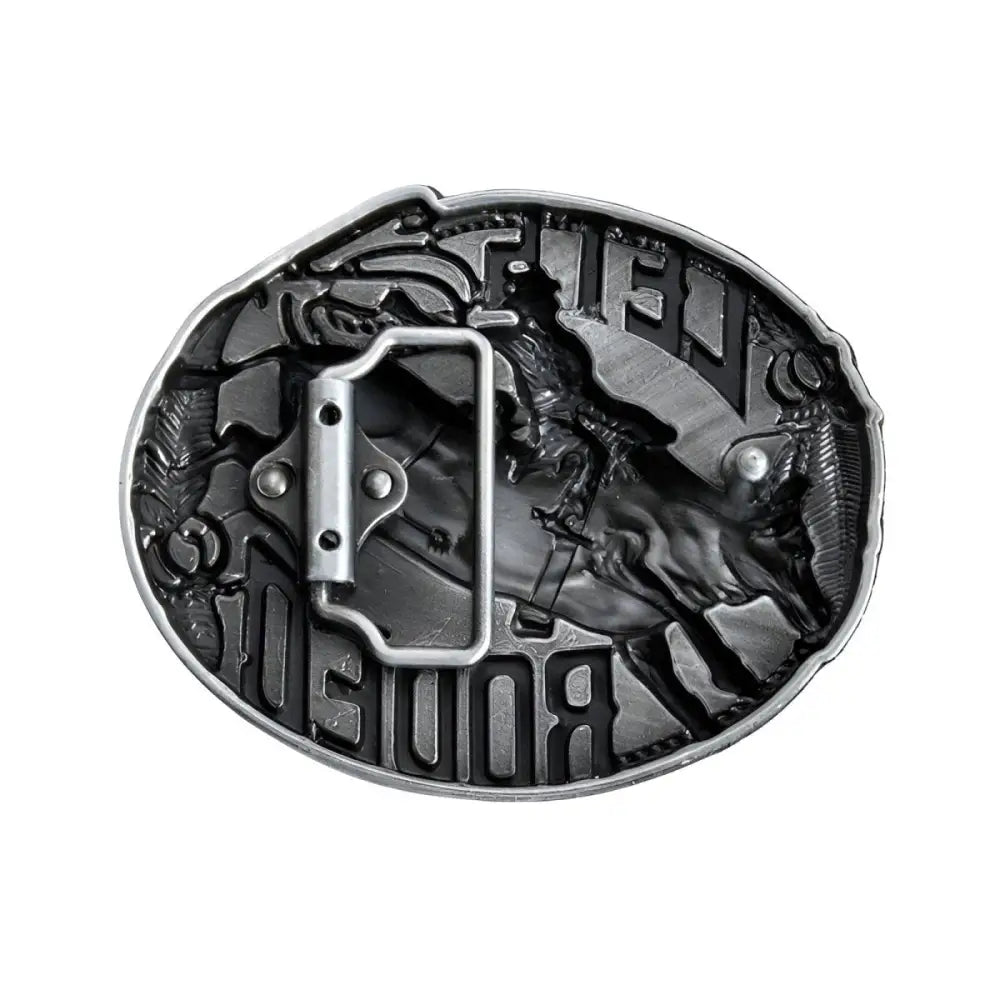 Silver-toned rodeo belt buckle from the Set of Two Lets Rodeo Design collection