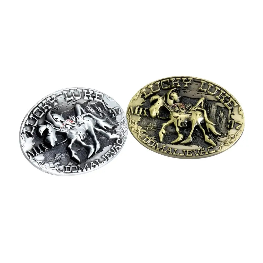 Lucky Luke western belt buckles set featuring cowboy and horse designs for western lucky style