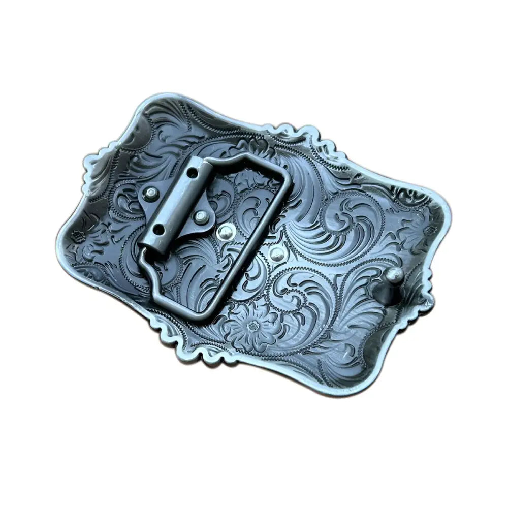 Ornate silver belt buckle from Rodeo Epic collection for cowgirl and cowboy styles