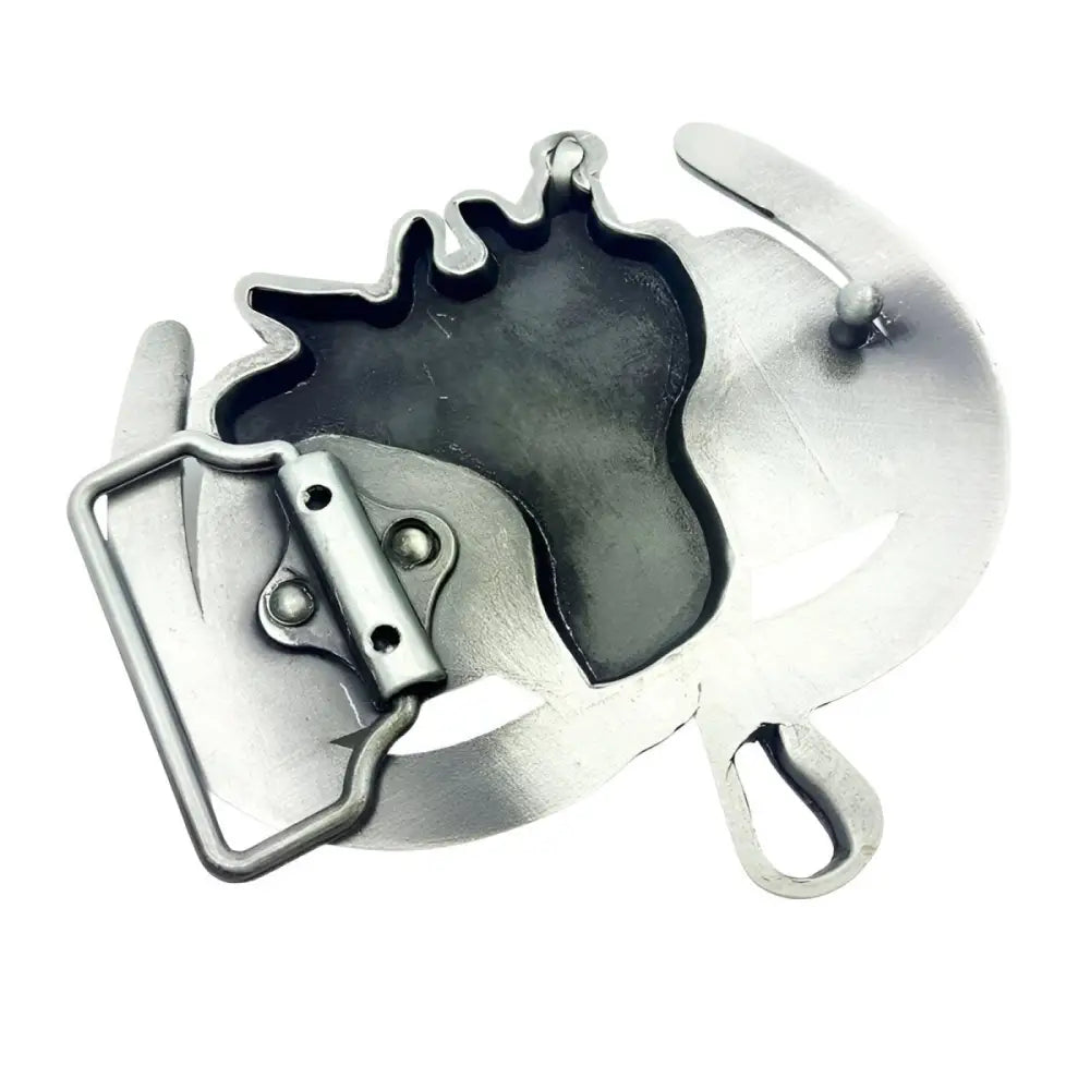 Silver horse and horseshoe belt buckle from Silver Horseshoe and Saddle Belt Buckles Set