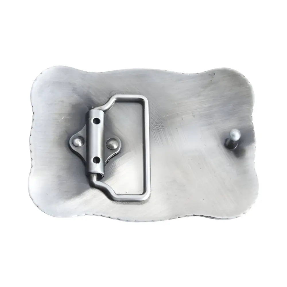 Silver belt buckle back featuring intricate floral design on the Silver Longhorn Belt Buckle