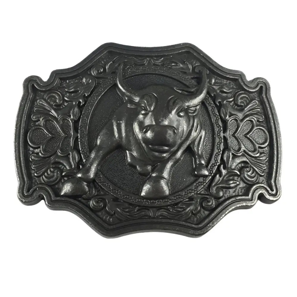 Ornate bull belt buckle designed for Western and Rustic style accessories