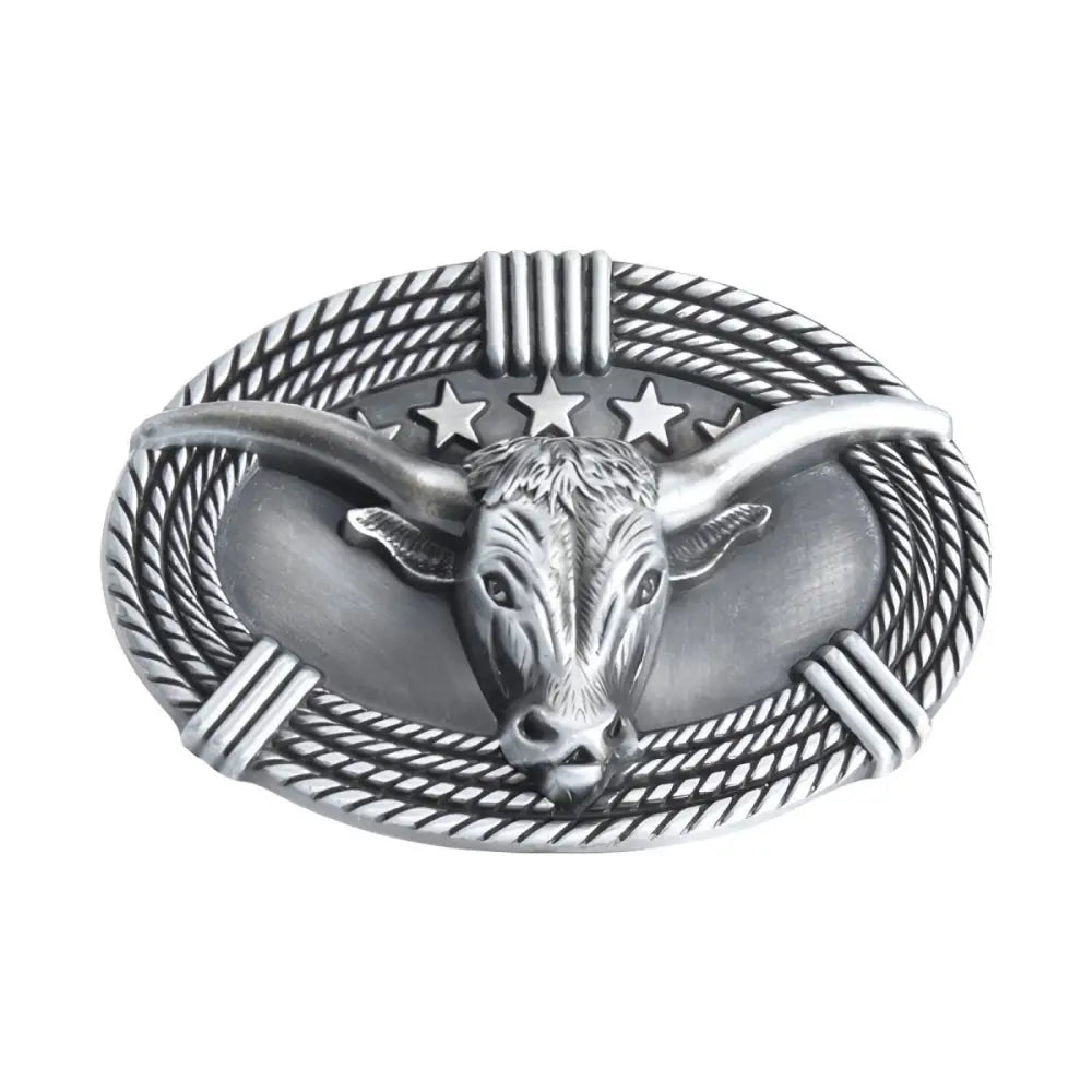 Silver bull belt buckle for Western Jess Belts, a durable and stylish belt buckle accessory