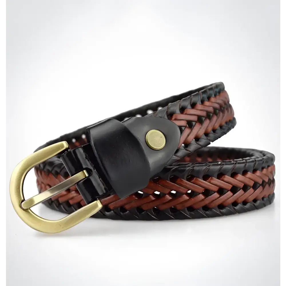 Braided Leather Belt with Brass Buckle for Men and Women Stylish Fashion Accessory
