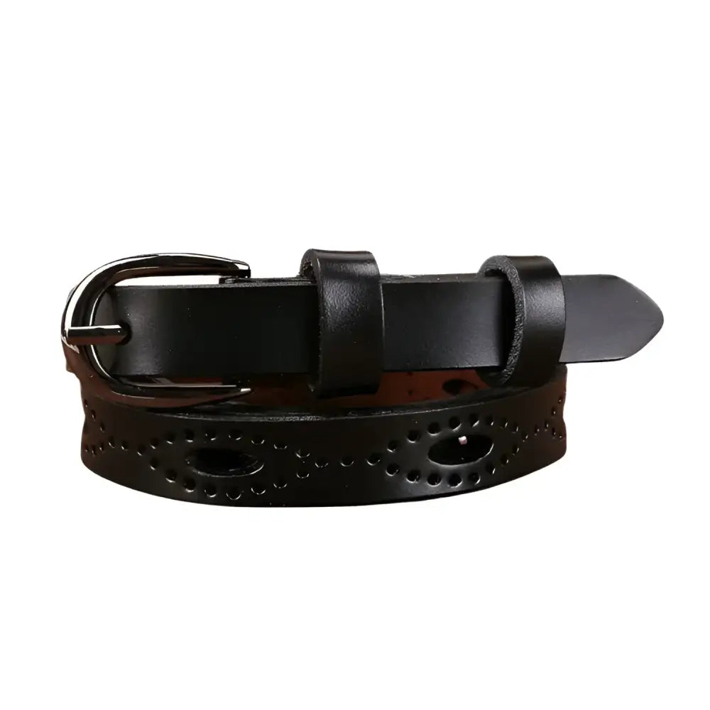 Caia Genuine Leather Brown Belt with Decorative Perforations and Cutouts