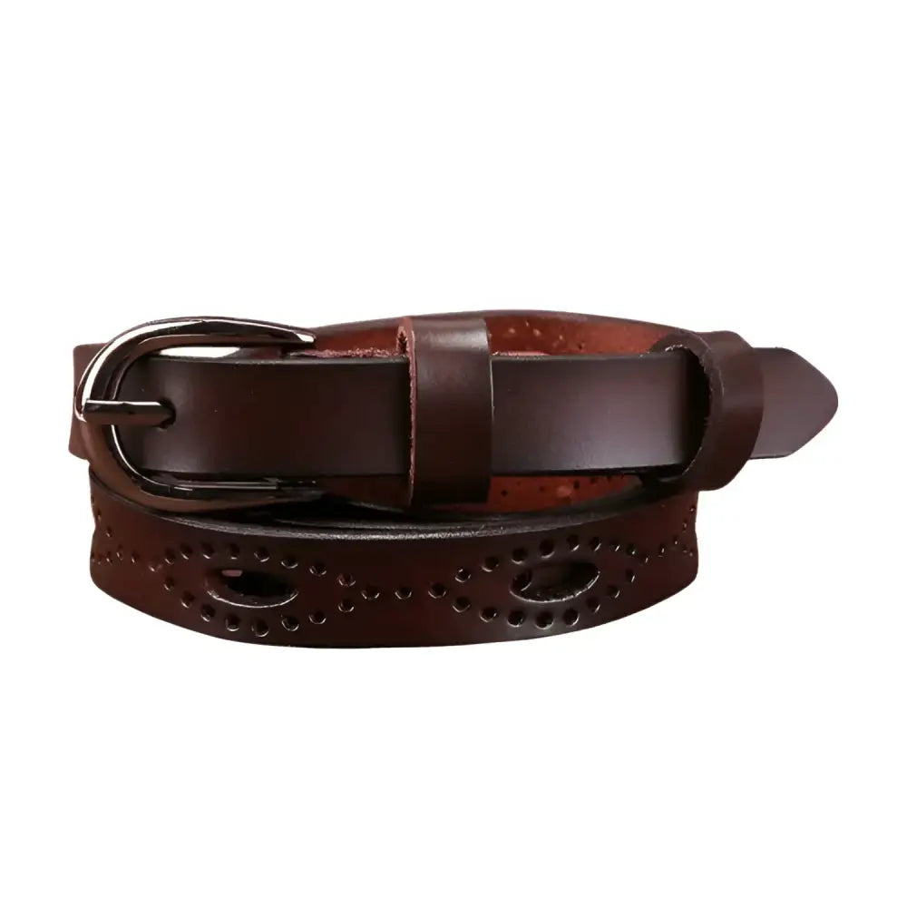 Caia Genuine Leather Brown Belt with Decorative Perforations for stylish accessories