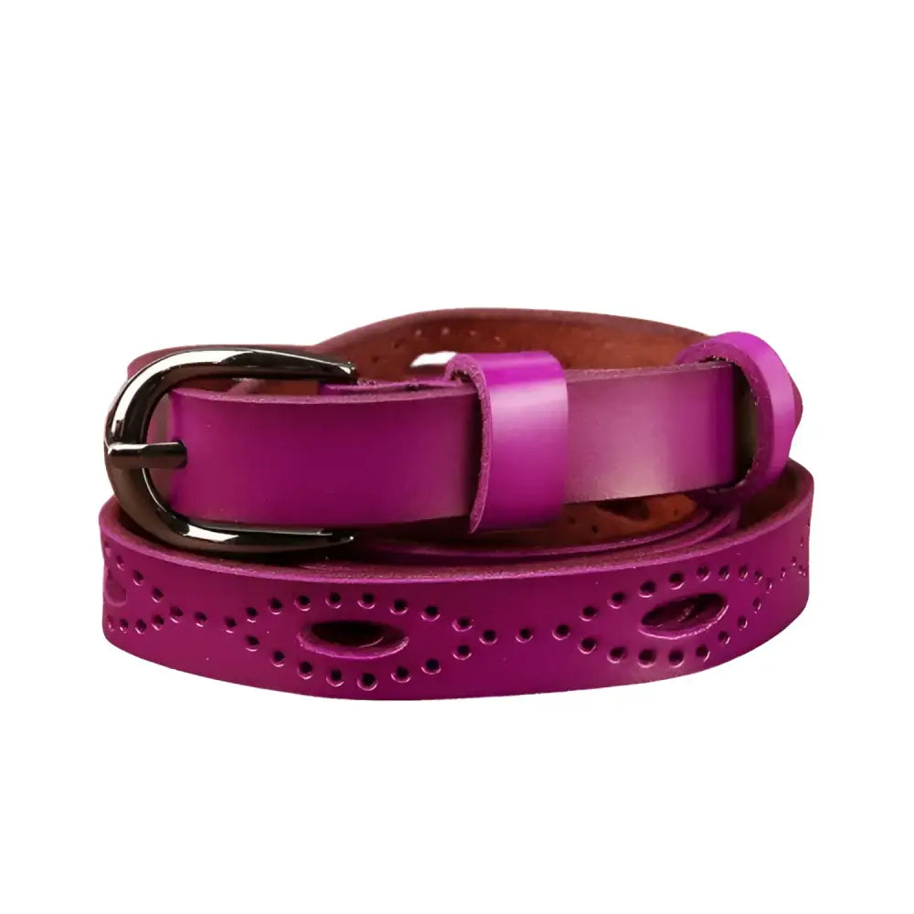 Caia Genuine Leather Belt with Magenta color and silver buckle for stylish accessories