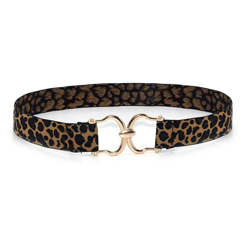 Leopard print belt with gold buckle featured on Brown Dress with Leopard Print Belt and Gold Buckle