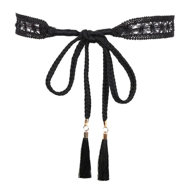 Janetta Lace Tie with tassel ties, decorative ribbon, and braided cord for elegant styling