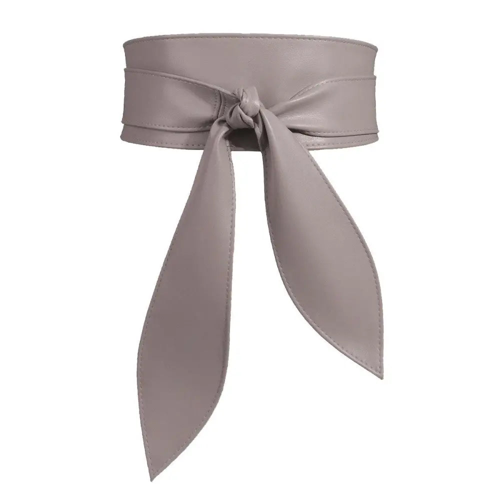 Taupe leather Obi belt from Elly Belt collection for elegant style and sophisticated accessories