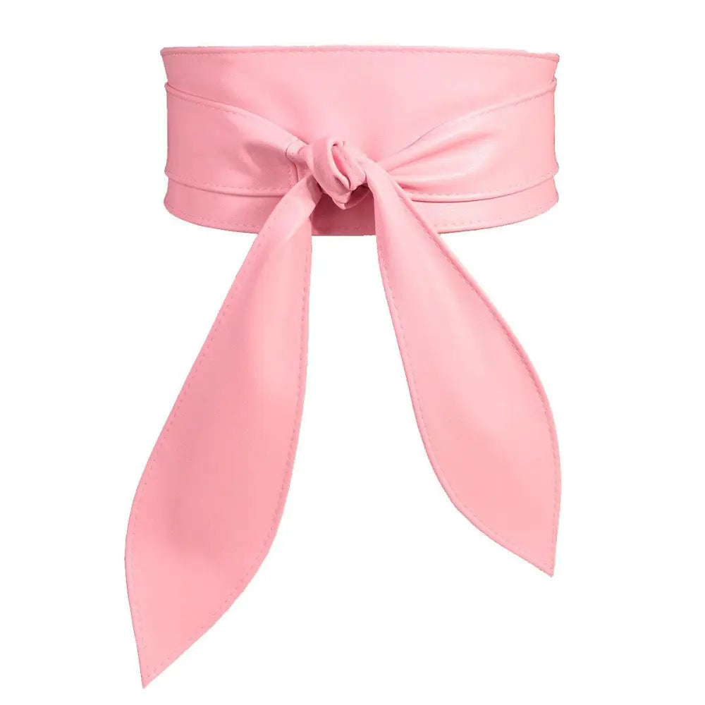 Pink faux leather obi belt from Elly Belt collection for elegant style and fashion