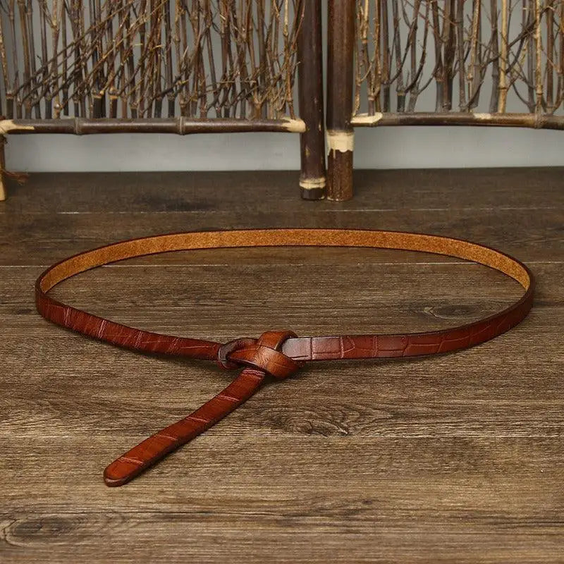 Brown leather belt with knot from Assorted Faux Crocodile Leather Tie Belts and Belt Ubredice