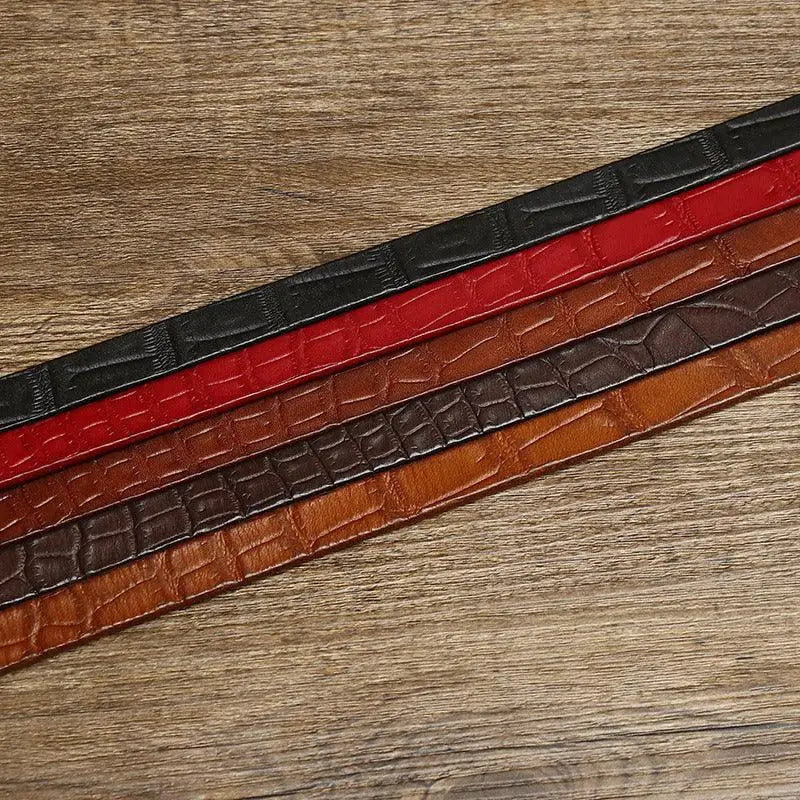 Assorted faux crocodile leather tie belts and belt ubredice for stylish accessory options