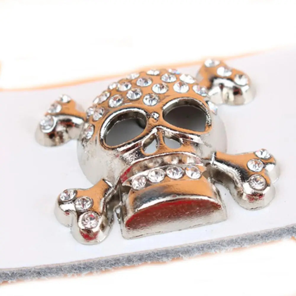 Rhinestone-studded skull and crossbones on genuine leather Zephyr Rhinestone Belt for stylishwear