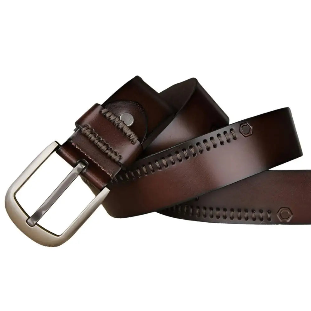 Emilio Men’s Leather Belt with Silver Buckle offering stylish men’s belt accessory