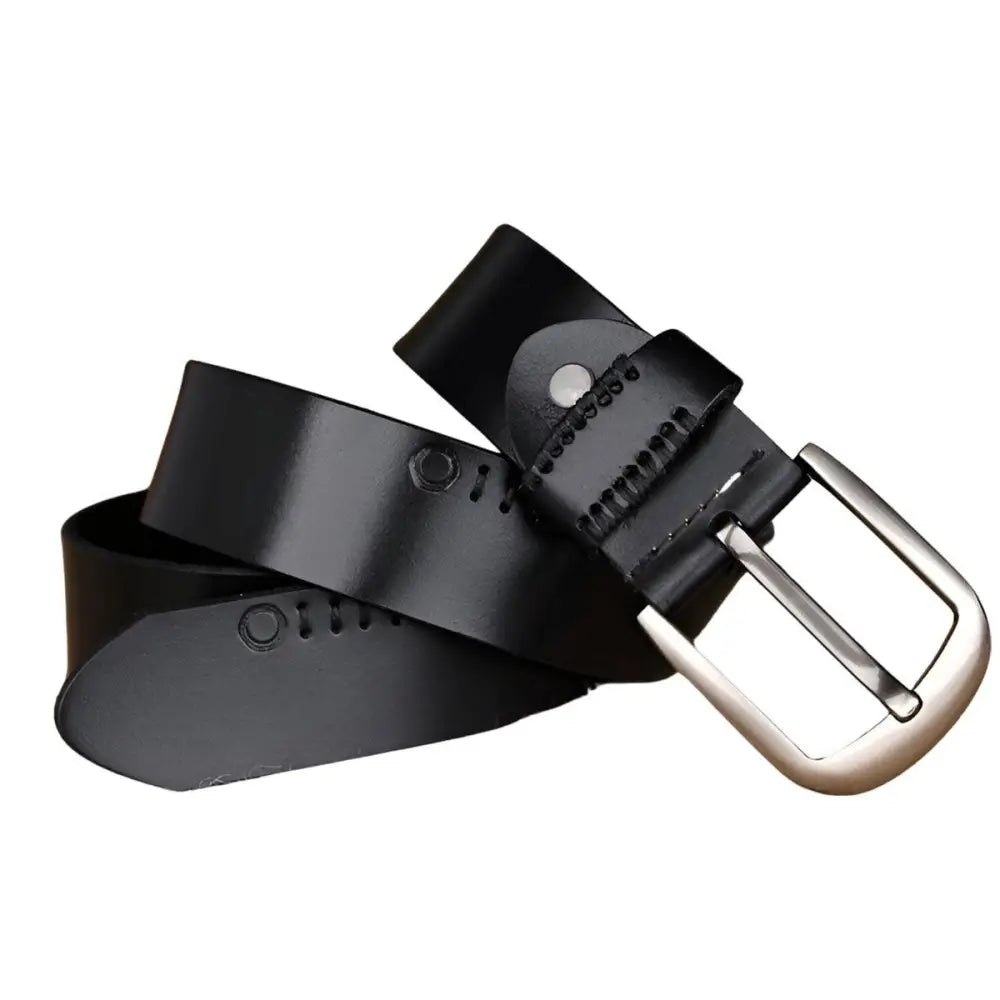 Emilio Men’s Belt with Black leather and silver buckle, stylish men’s belt accessory