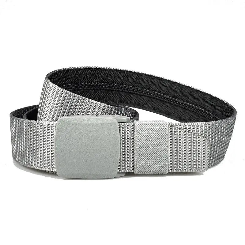 Gray nylon web belt from the Metal-Free Money Belt with Hidden Pocket collection