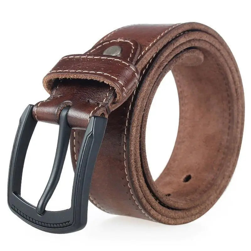 Abram Leather leather belt with black buckle for men and women