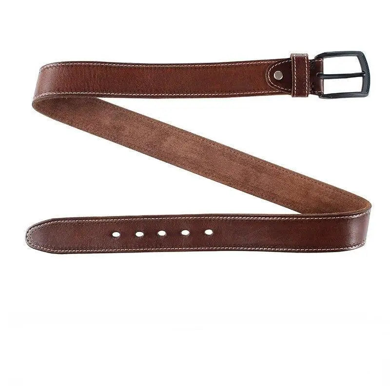 Abram Leather brown leather belt with black buckle for men and women