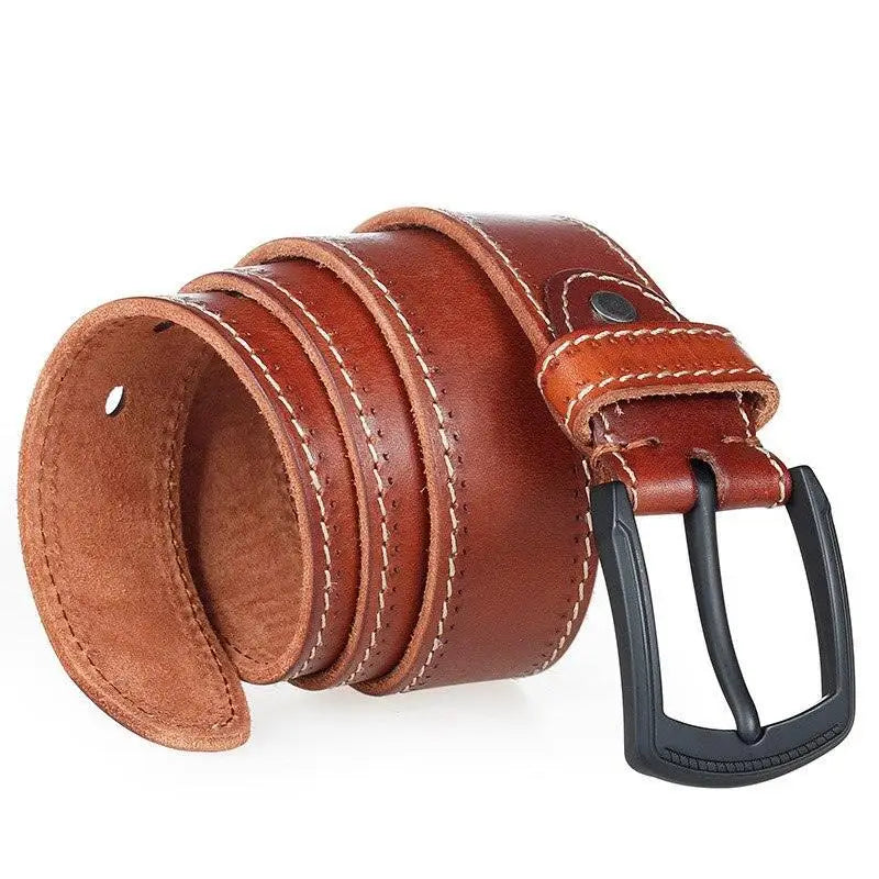 Abram Leather leather belt with black buckle for men and women
