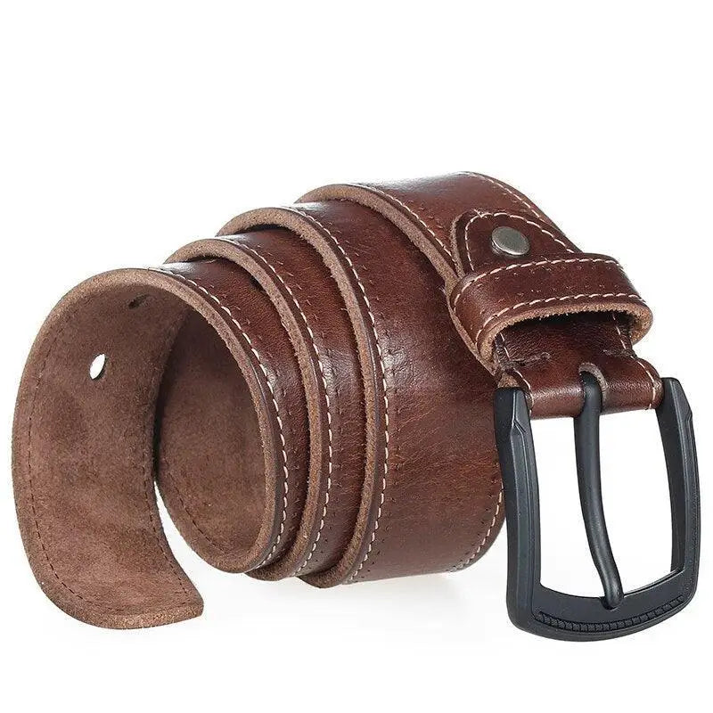 Abram Leather leather belt with black buckle for men and women