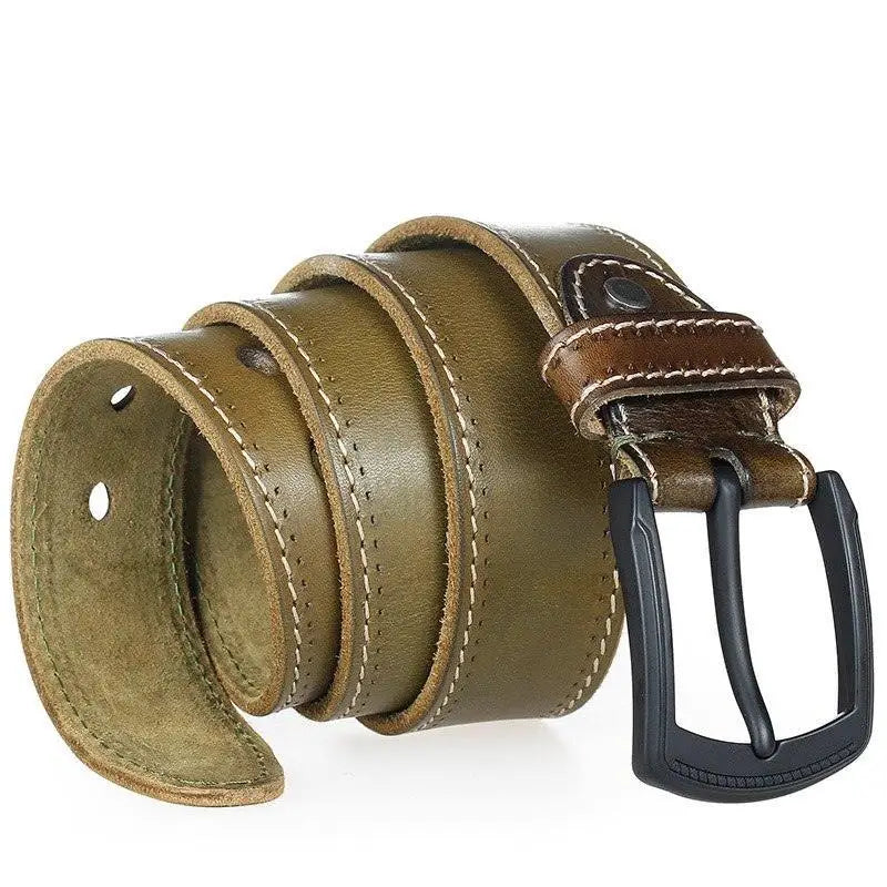 Olive green Abram Leather belt with black buckle for men and women from Abram Leather