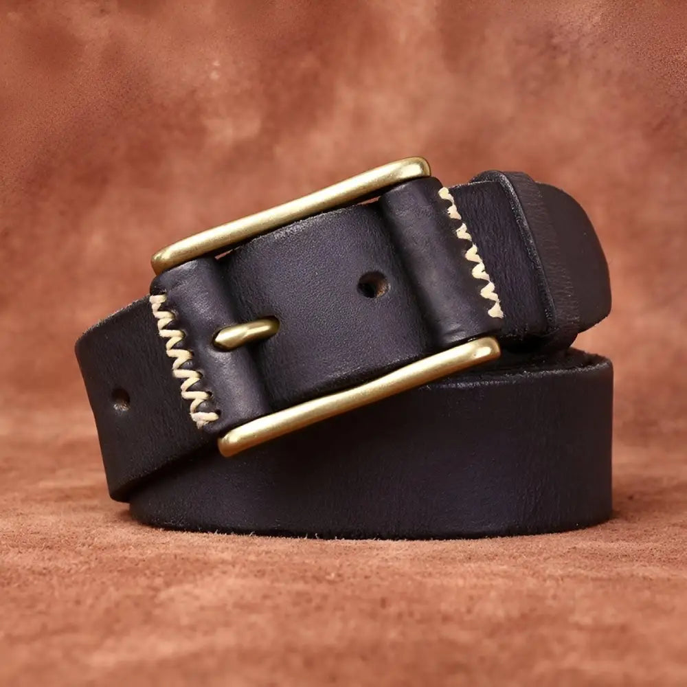 Erico Model brown leather belt with brass buckle for elegant men’s fashion