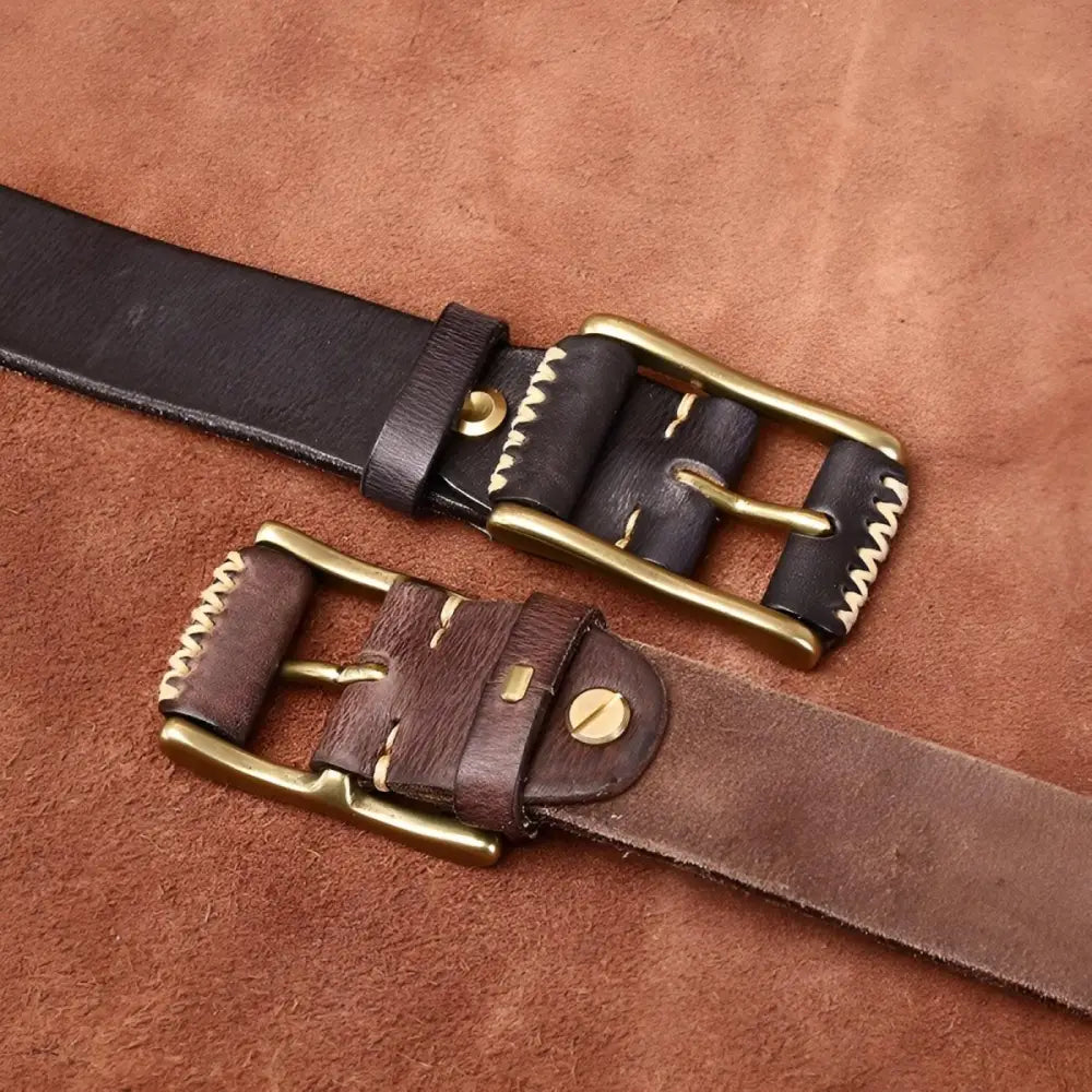 Erico Model brown leather belts with brass buckles for stylish men’s accessories