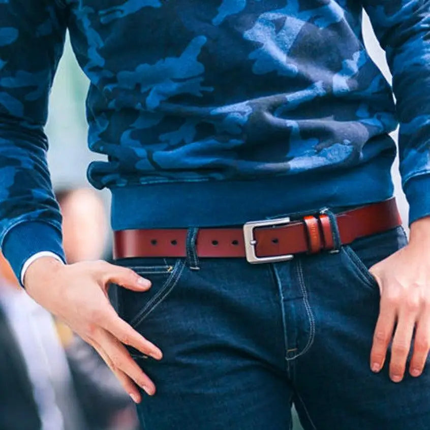 Goga Leather set of three brown belts with silver buckles for stylish accessories