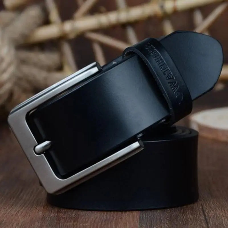 Goga Leather set of three brown belts with silver buckles and a black leather belt
