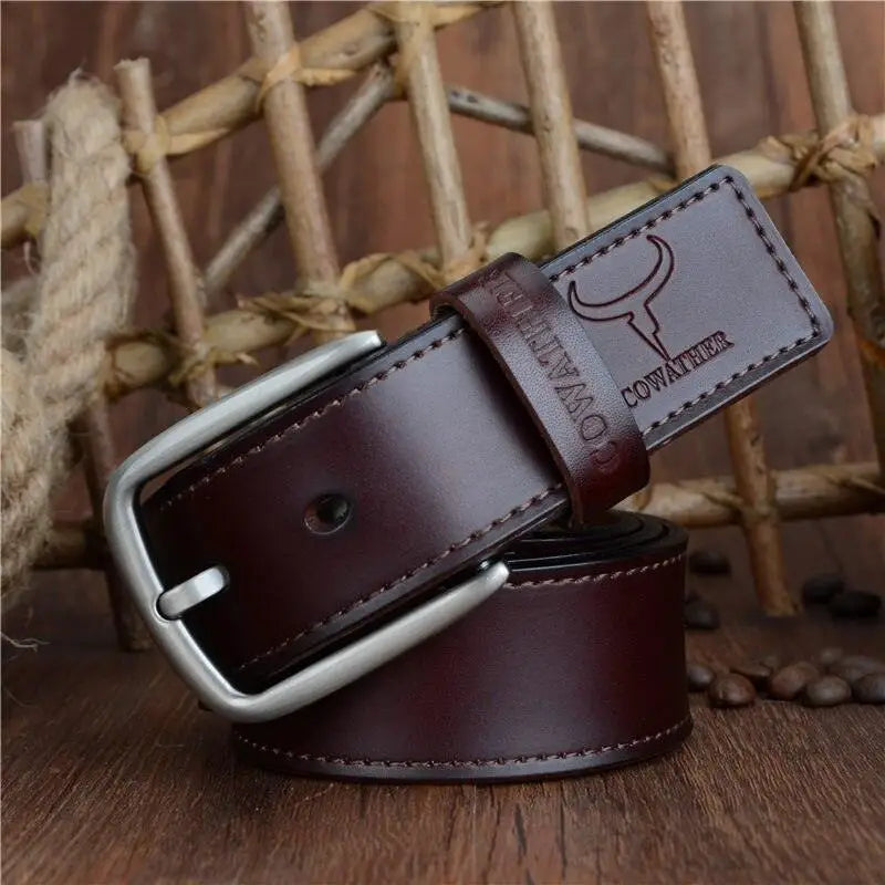 Brown leather belt with silver buckle from Konstantine Model for men