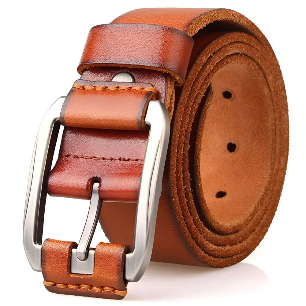 Genuine leather belt with silver buckle ideal for everyday wear