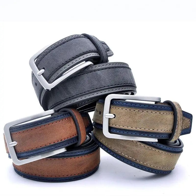Renato Belt stacked leather belts with metal buckles in various colors for stylish wear