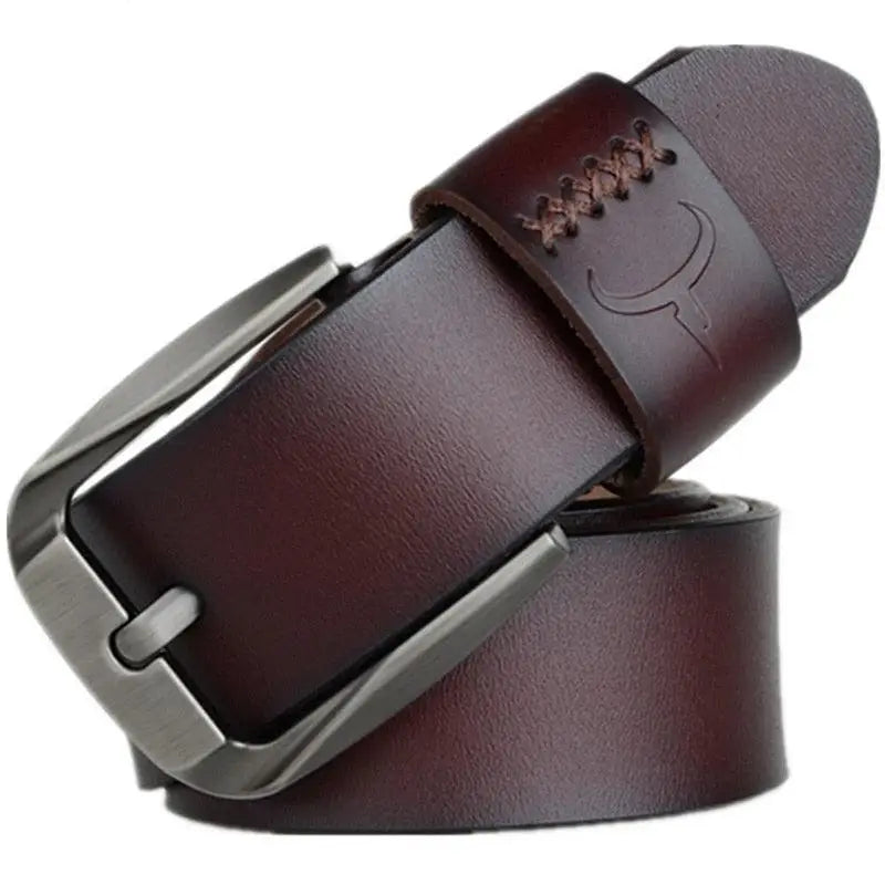Reziko Belt set with brown leather and metal buckle for men product image