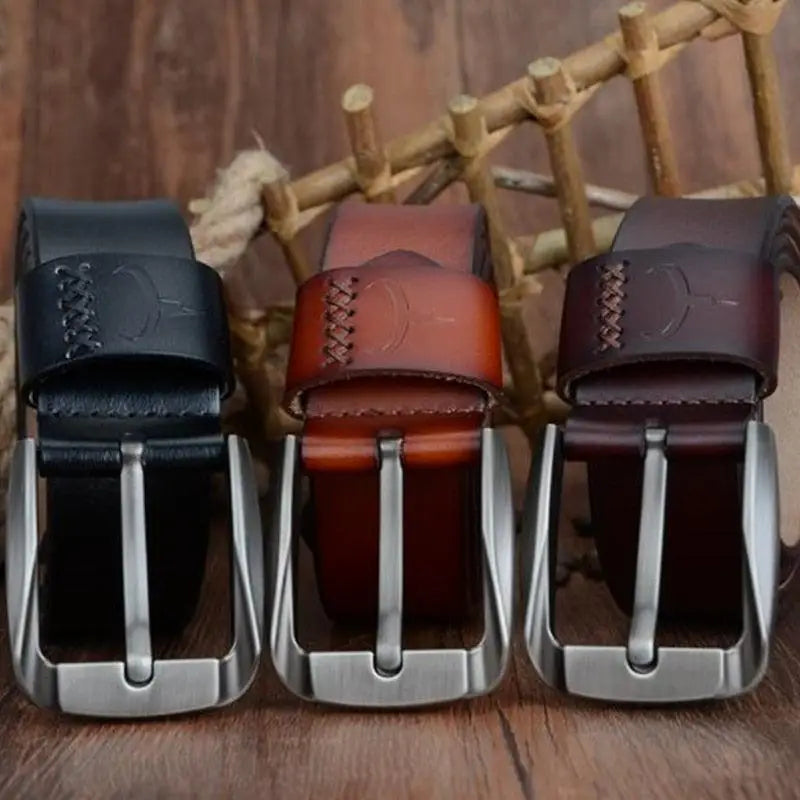 Reziko Belt Set with Leather and Metal Buckles for Men featuring three stylish belts