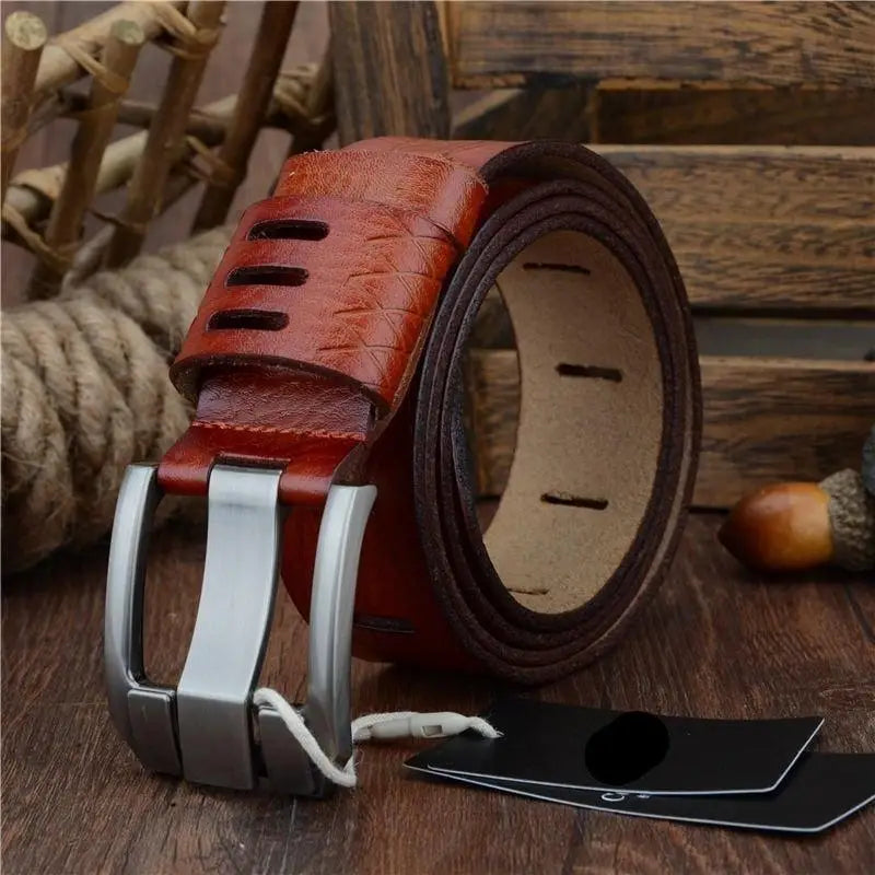 Brown leather belt with silver buckle from Men’s Tarxi Casual Leather Belts collection