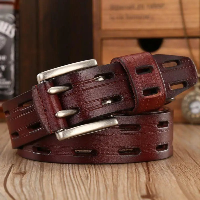Maroon leather belt with silver buckle featured in Maroon and Brown Leather Belts collection
