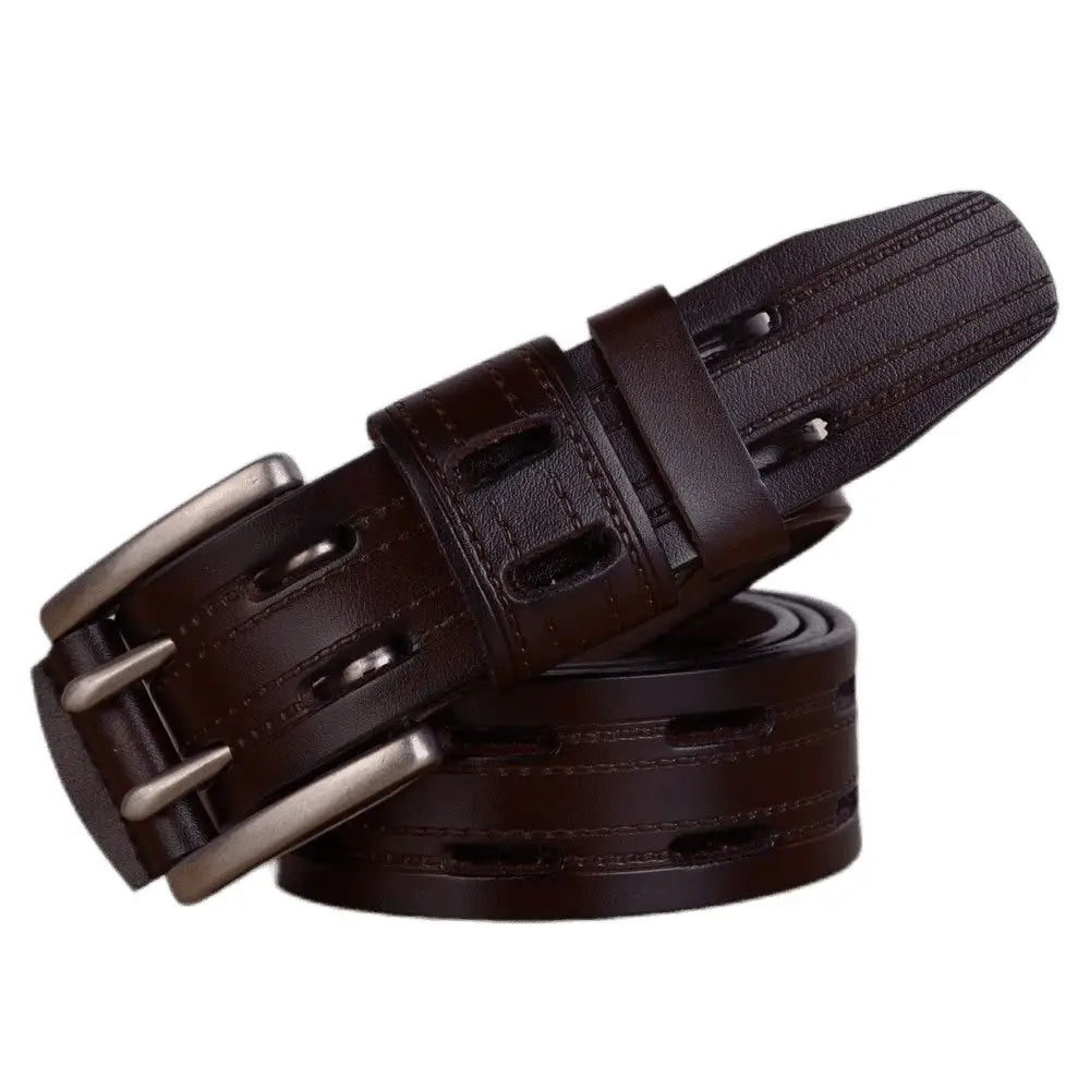 Brown leather belt with silver buckle from Maroon and Brown Leather Belts with Silver Buckles