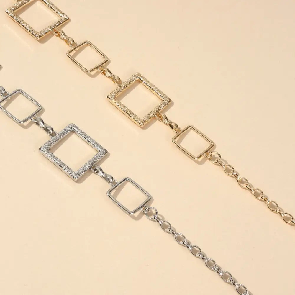 Gold and silver square-linked chain belt featured in Black Mini Skirt with Silver Chain Belt offers