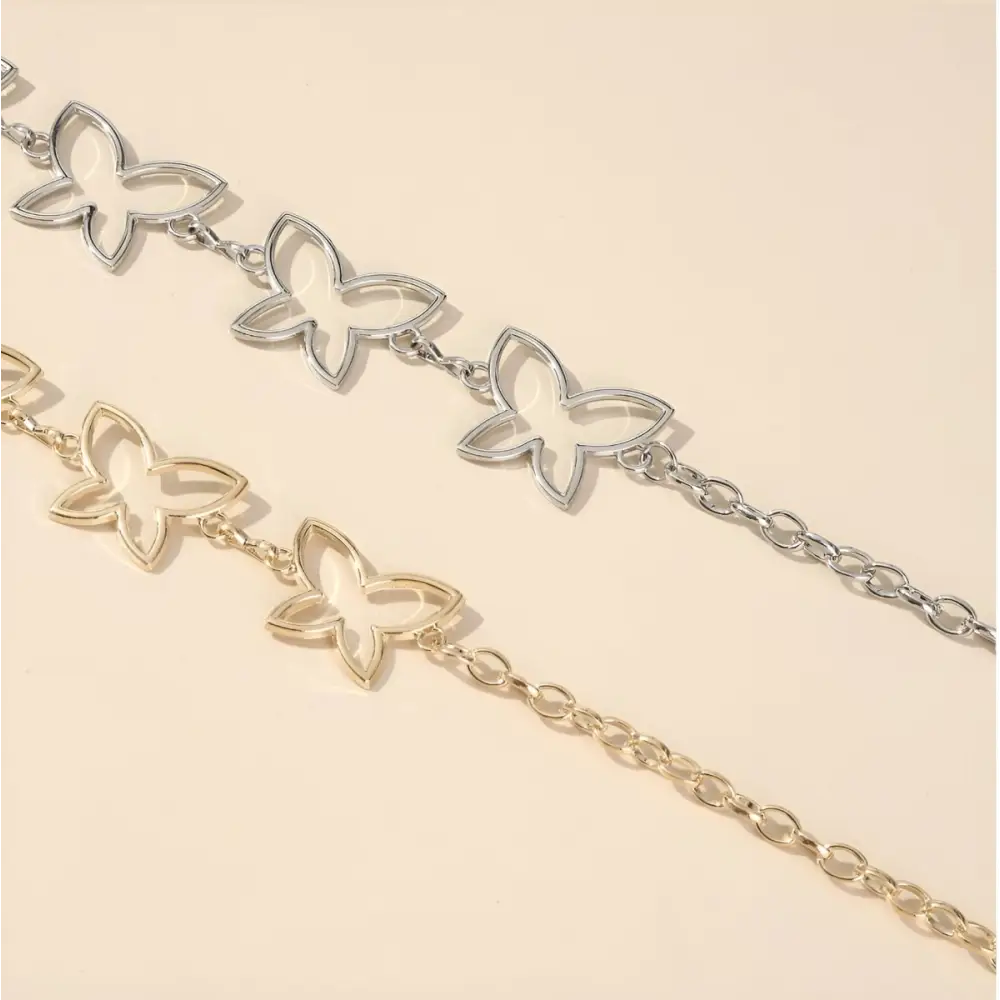 Gold and silver butterfly chain belt for women’s fashion showcasing elegant chain belt design
