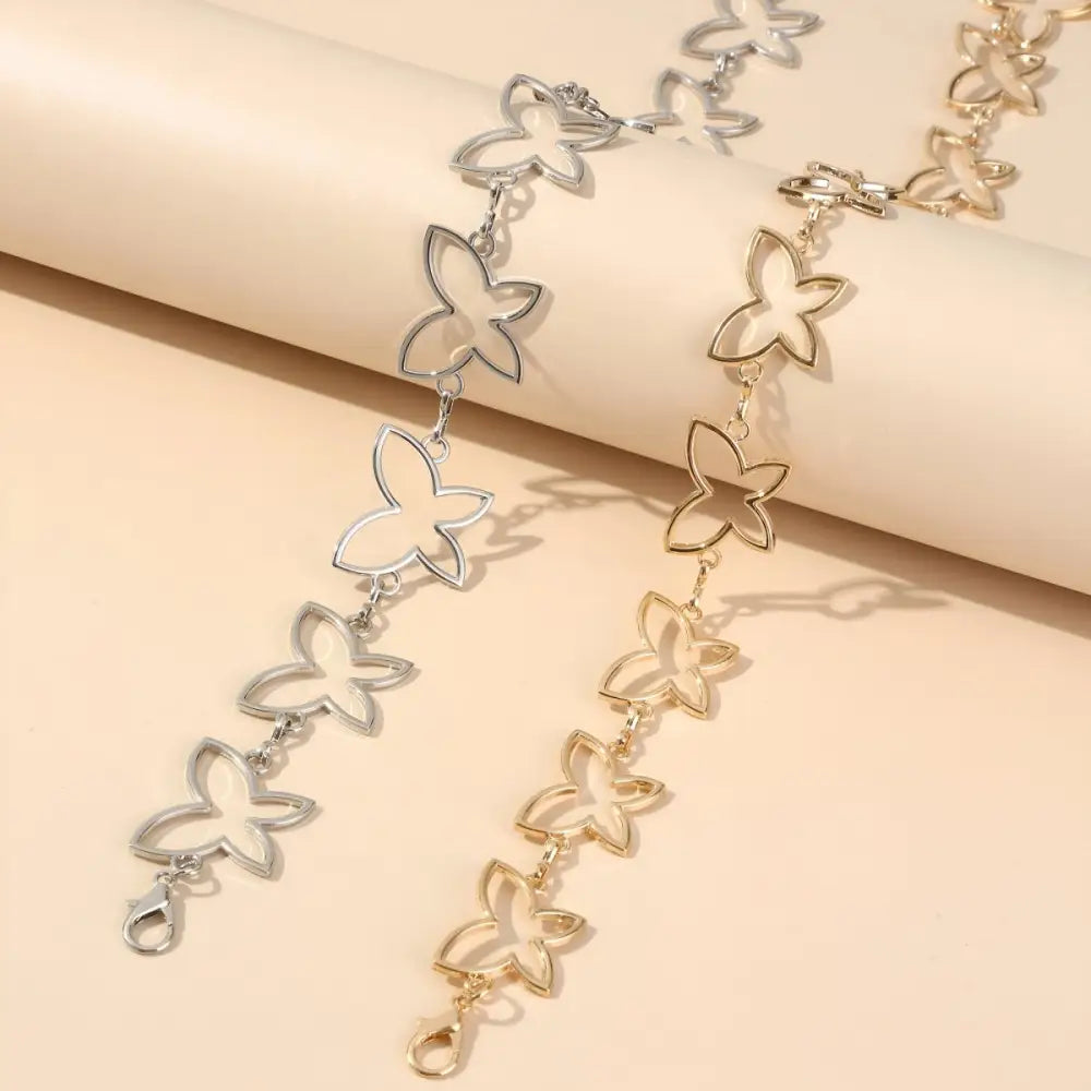 Gold and silver butterfly-themed women’s chain belt for fashionable women’s accessories