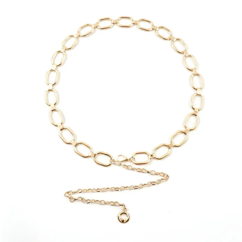 Gold-toned chain belt displayed as part of Elegant Silver Chain Belt for Stylish Accessories collection