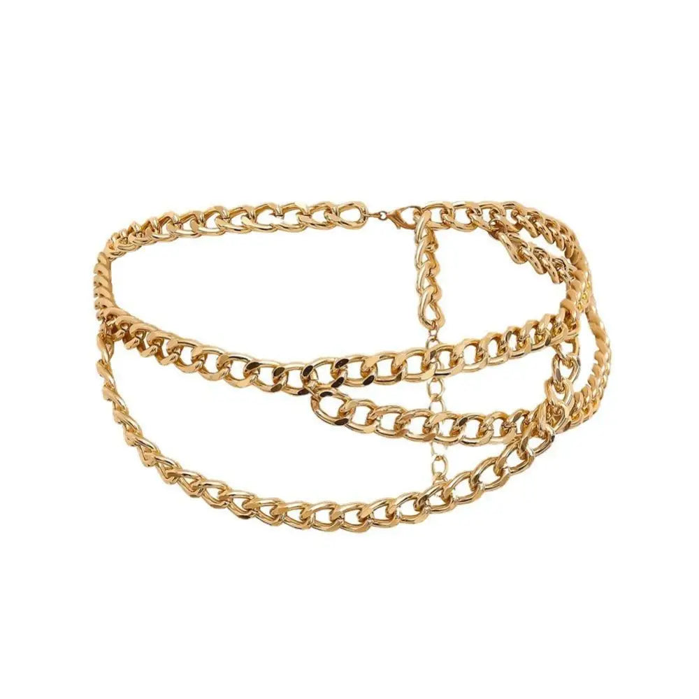 Gold-colored chain belt accessory for Olive Green Dress showcasing elegant design